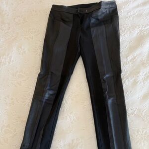 leather pants— navy and black paneled